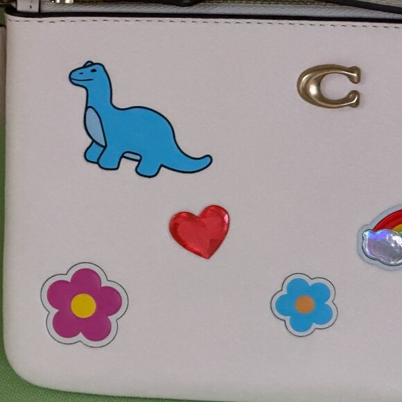 COACH STICKER PRINT WRISTLET:NWT CHALK/MULTI  GLOVETANNED LEATHER - Picture 3 of 10